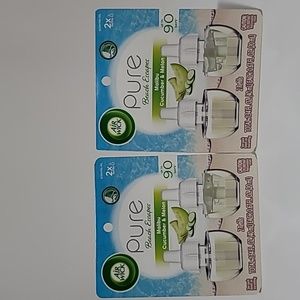Two (2) Air Wick Pure Beach Escapes Malibu Cucumber Melon Plug In Refills